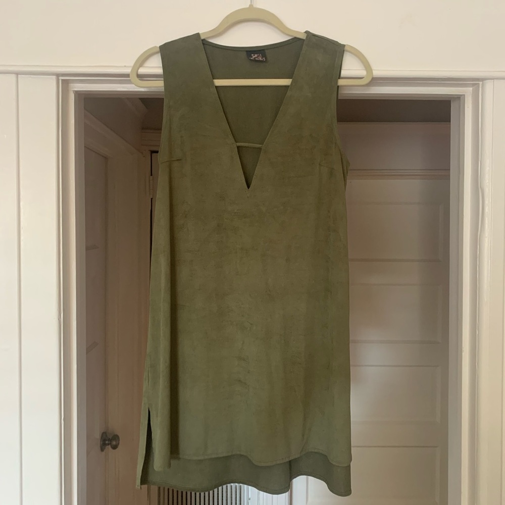 olive green suede dress